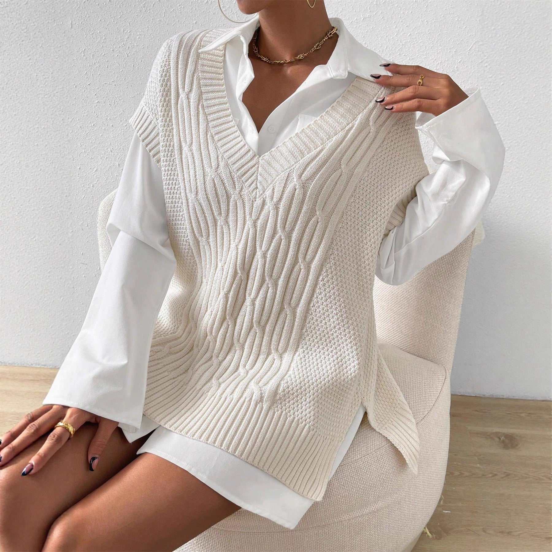 Sleeveless Velouré Knitted Vest