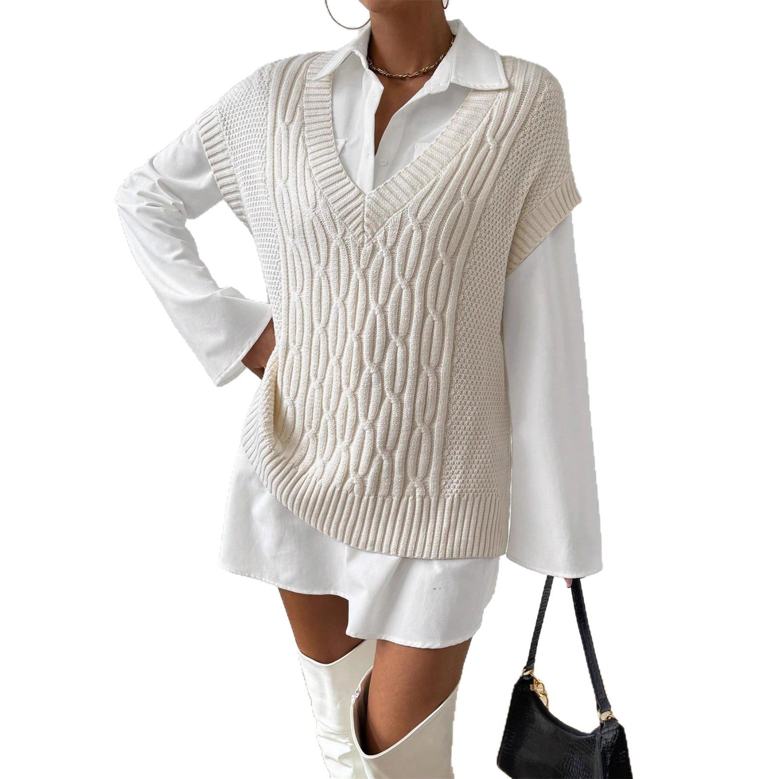 Sleeveless Velouré Knitted Vest