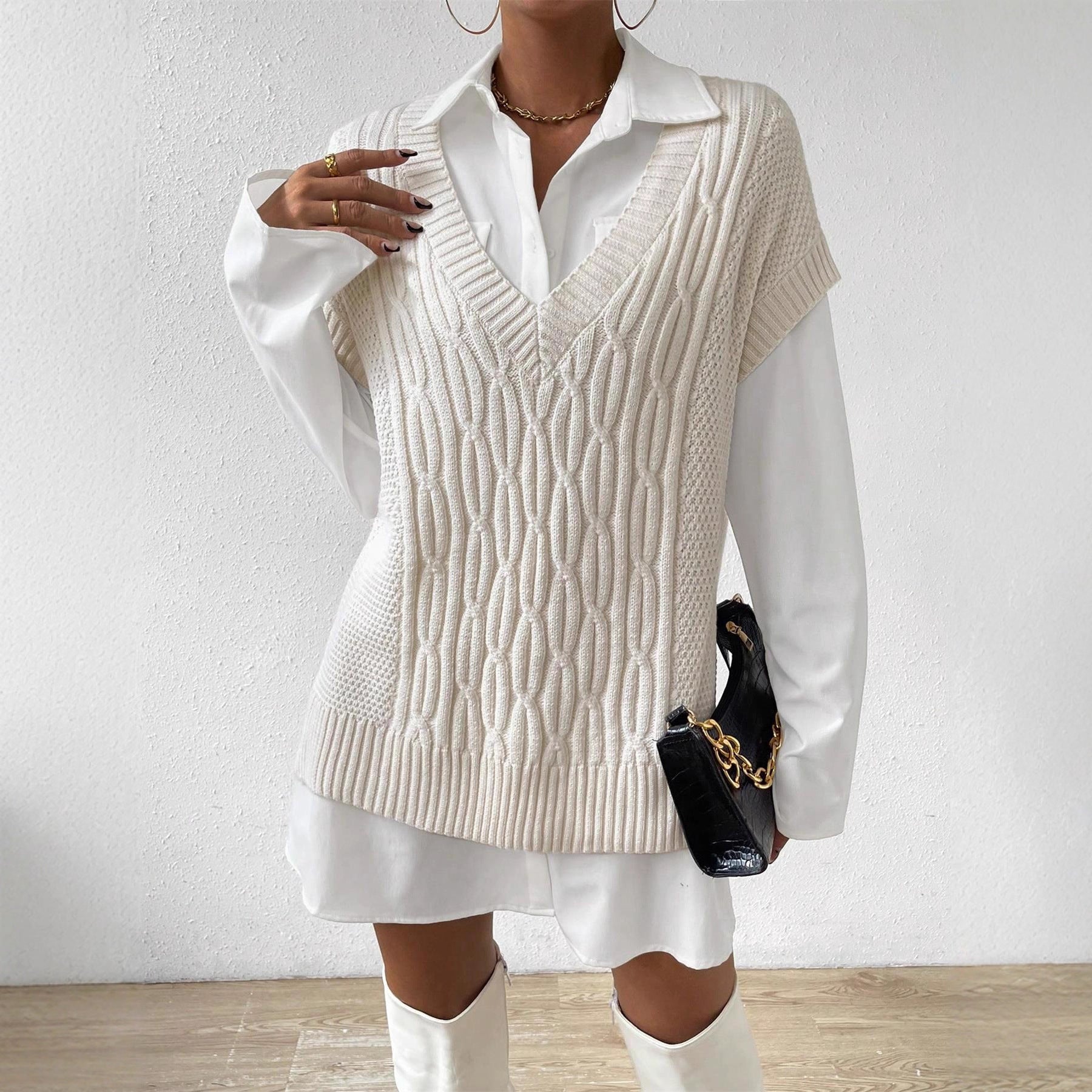 Sleeveless Velouré Knitted Vest